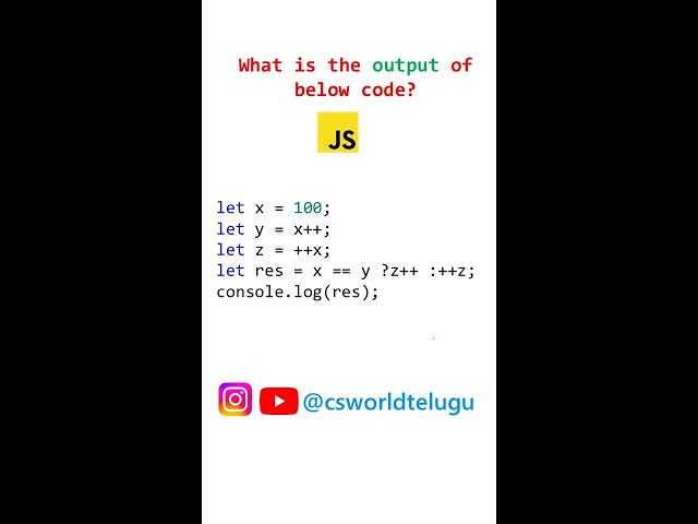 operators in javascript | pre increment vs post increment | ternary operator javascript#javascript