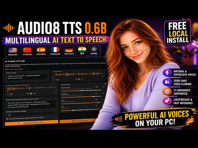 Audio8 TTS 0.6B Local Install Guide | FREE Multilingual AI Text-to-Speech + Voice Cloning (2026)