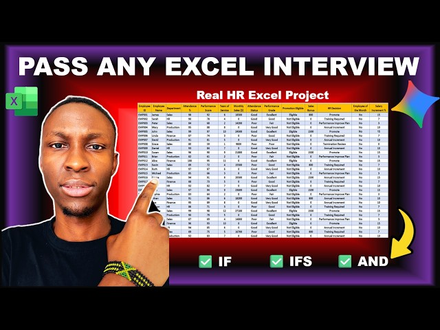 Excel Interview Project | IF, IFS & AND Functions with Real HR Assessment (Step-by-Step)