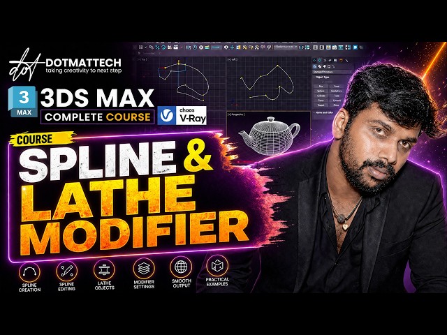 3ds Max Spline to 3D Model Using Lathe Modifier | Easy Step-by-Step #dotmattech