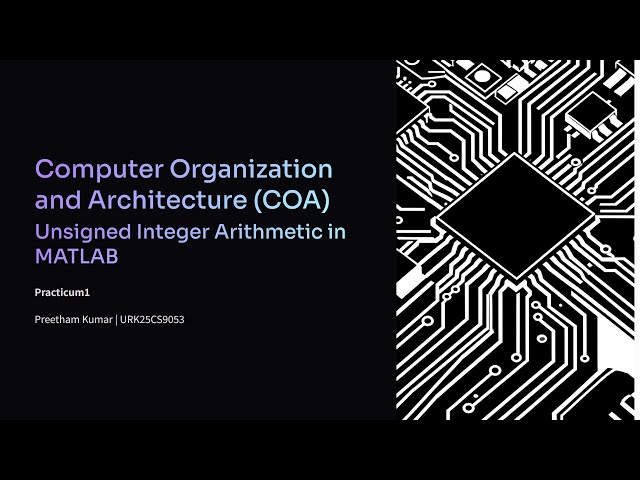 Computer Organization and Architecture(COA) Practicum 1 - Unsigned Integer Arithmetic in MATLAB
