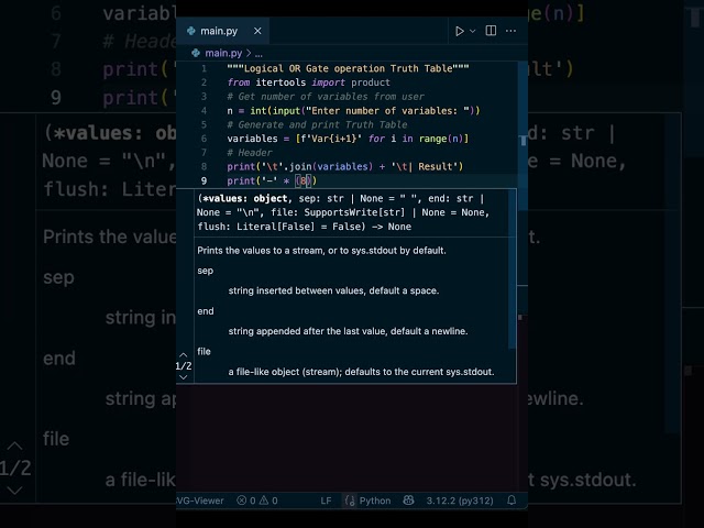 Logical OR Gate Truth Table in Python ⚡️ #shorts