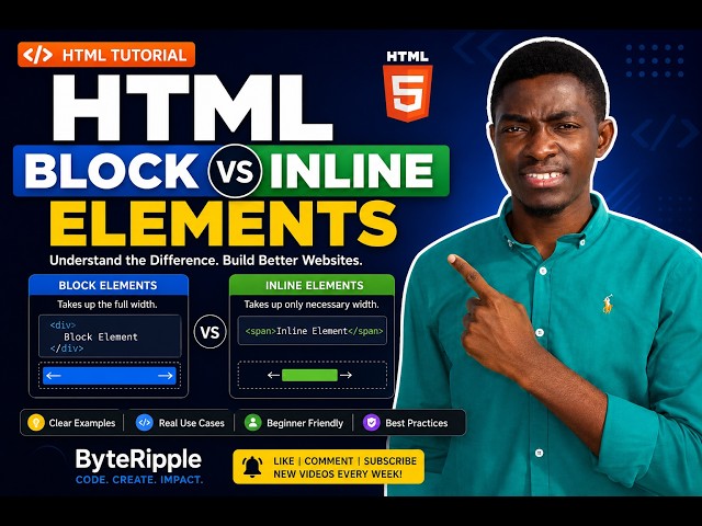 HTML Block vs Inline Elements Explained | Complete Beginner Tutorial (2026)