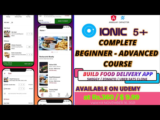 New Offer Ad | Ionic 5+: Beginner to Advanced - Build Food Delivery App (Swiggy/Zomato/Uber Eats)