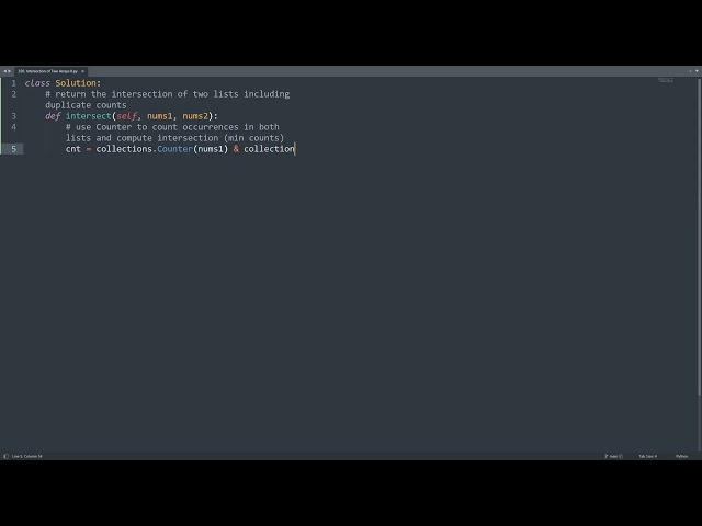 Leetcode 350. Intersection of Two Arrays II in Python | Python Leetcode | Python Coding Tutorial