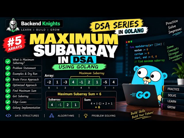 Maximum Subarray in Golang | Data Structures and Algorithms using Golang 