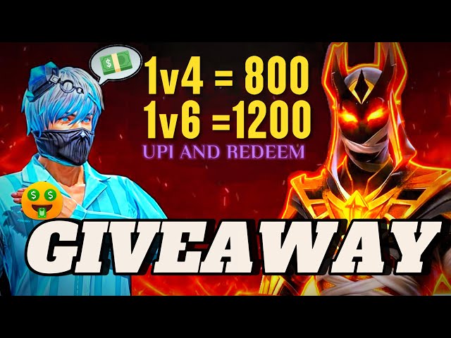 GIVEAWAY COSTOM 🤯 1v4=800 1v6=1200 ka redeem code 🎁