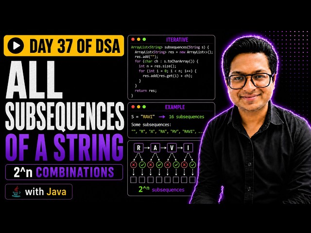Generate All Subsequences of a String | Day 37 of 100 Days of DSA with Java
