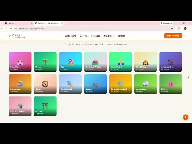 Go-together Travel website making | HTML | CSS | JAVASCRIPT | For beginners practice