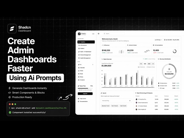 How to Build a Complete #ShadcnDashboard Using AI Prompts #React #Nextjs #TailwindCSS
