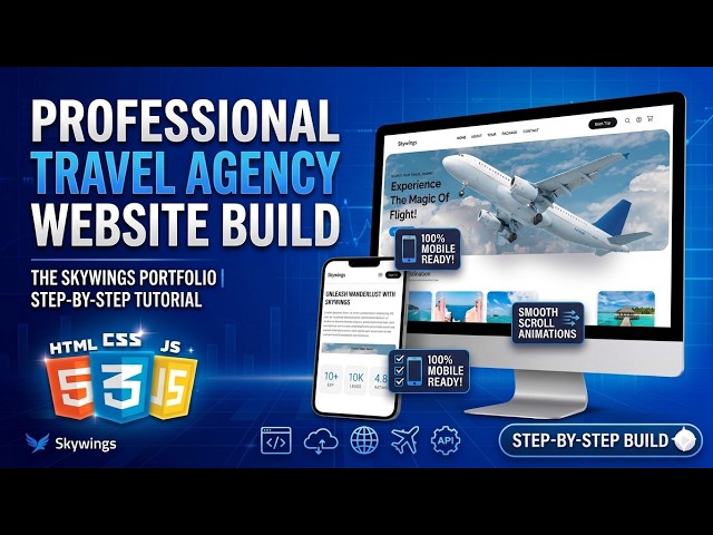 🌍 Responsive Travel Website Design | HTML, CSS & JavaScript ✈️ | Full Tutorial + Free Source Code