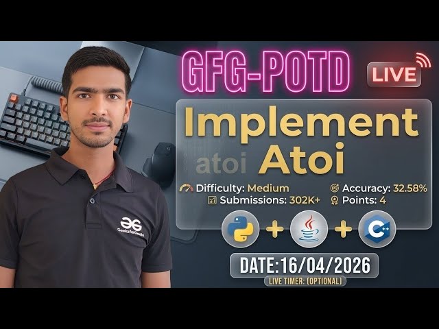 Implement Atoi| GFG-POTD | 16/04/2026 | Python + Java + C++ Solution |#coding #gfg #trending #java 