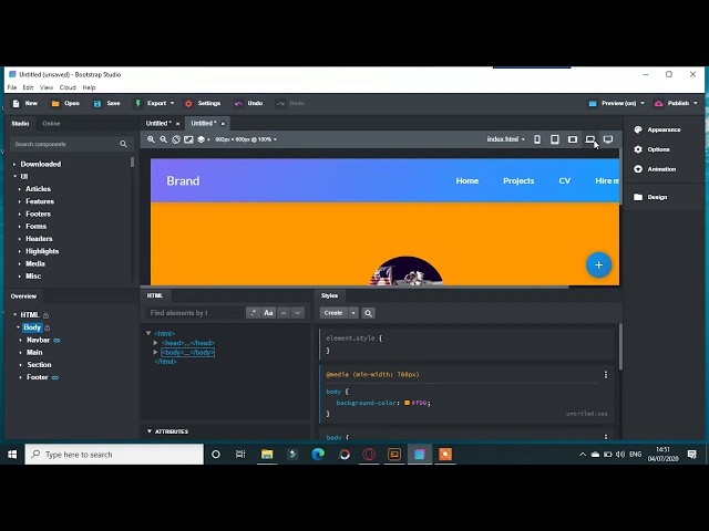 Media Queries and Bootstrap Studio