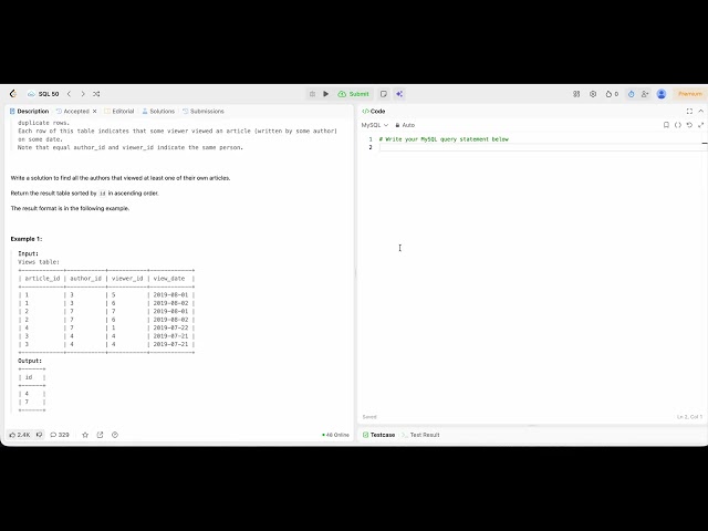 SQL Day 4 | Article Views I ⚡ (SQL Interview Prep)