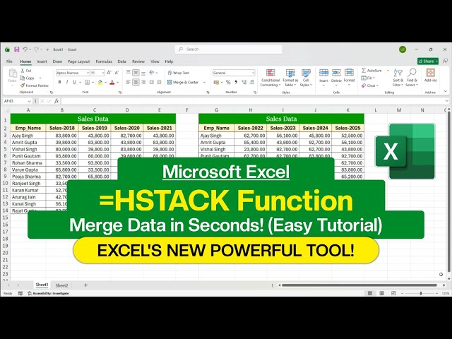 MS Excel - HSTACK Function | HSTACK Formula in Excel