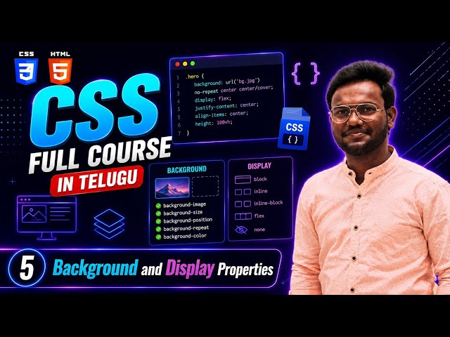 Background & Display Property in CSS | Block, Inline & Inline-Block | CSS Full Course