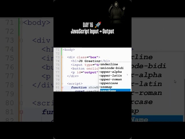 DAY 16 🚀 JavaScript Input Output Project