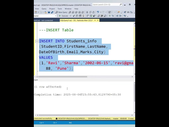 SQL Interview Questions| Insert Data into the table Smartly|Insert Statement/Command
