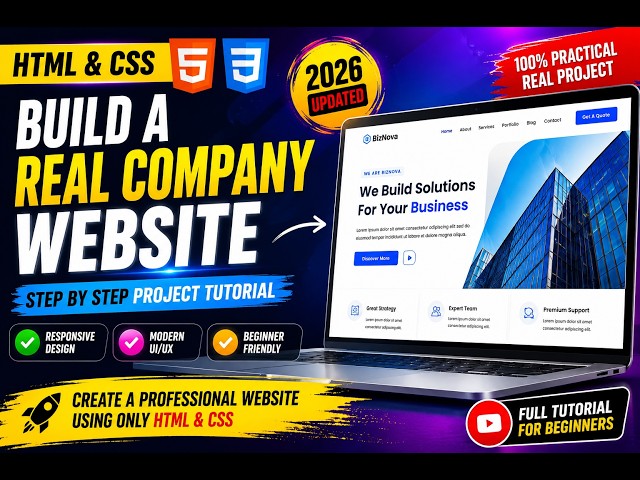 Build a Real Company Website with HTML & CSS | Complete Beginner Project (2026)