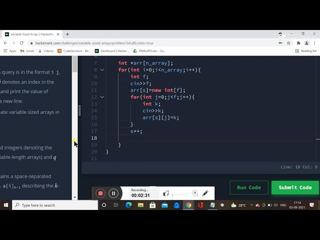 variable sized array - Hackerrank Solution in c++ || hackerrank || c++ beginner tutorial
