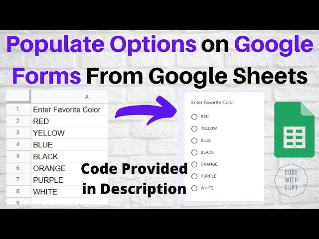 Google Forms - Populate Options on Questions From Google Sheets