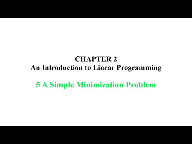 5-A Simple Minimization Problem