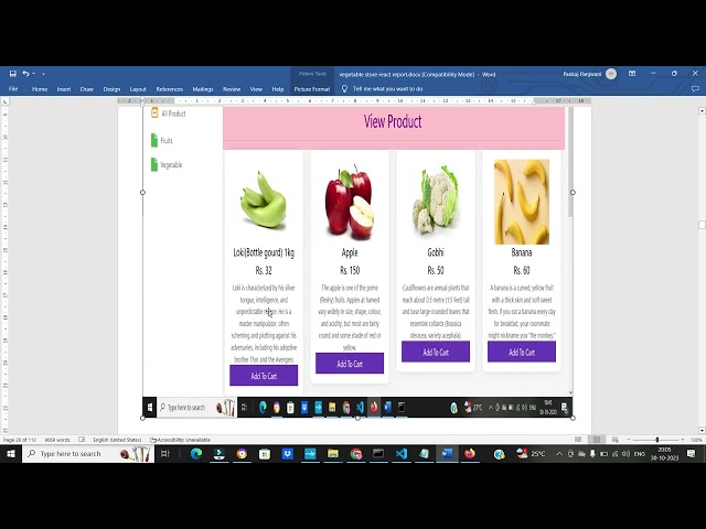 Project Report - Online Vegetable Store | React JS | Node JS | MongoDB