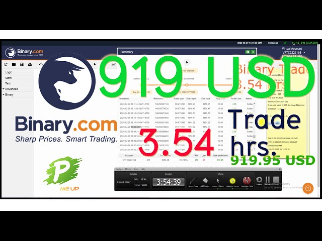 EP.28  4 Hours trade  919 USD. Binary Robot Trade testing