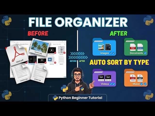 Build a File Organizer in Python – Automatically Sort Files by Type (Beginner Tutorial)