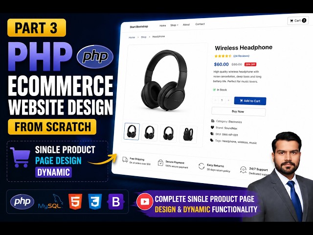 PHP Ecommerce Website Design Tutorial | Part 3 | Dynamic Product Page  | Script Hive