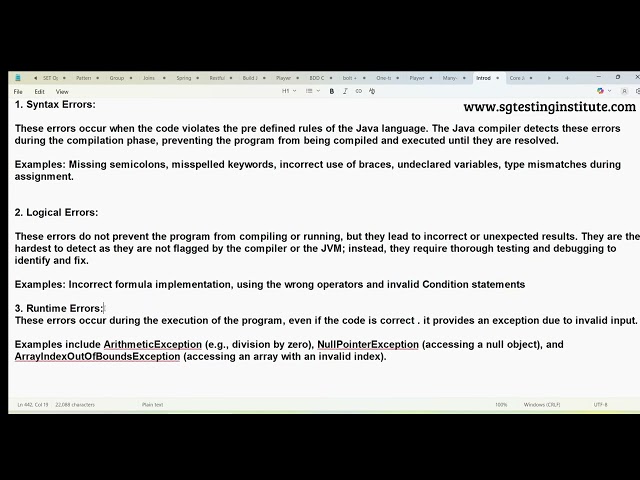 Core Java OOPS Part - 53 | Exception Handling | Types of Errors in Java