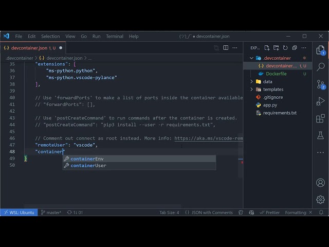 How to change the user in a dev container