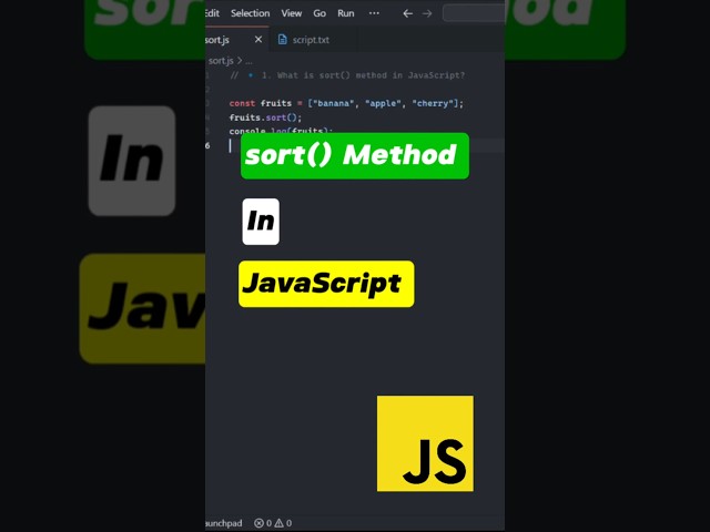 sort() Method in JavaScript Explained with Logic | Ascending Order #sort #method #javascript #order