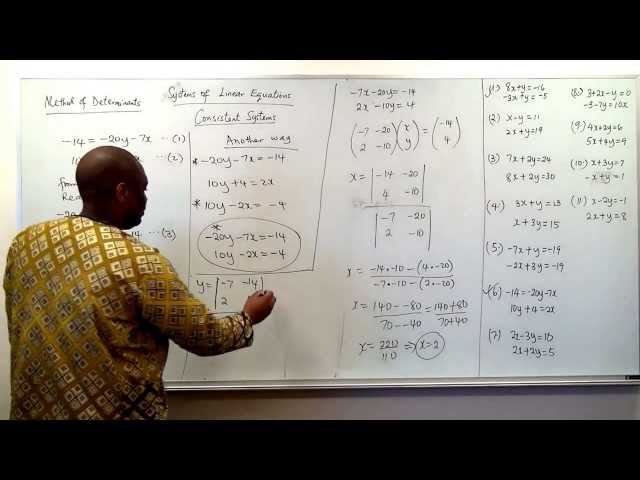 Solution of Linear Systems by Cramer's Rule (Method of Determinants) - Part 1