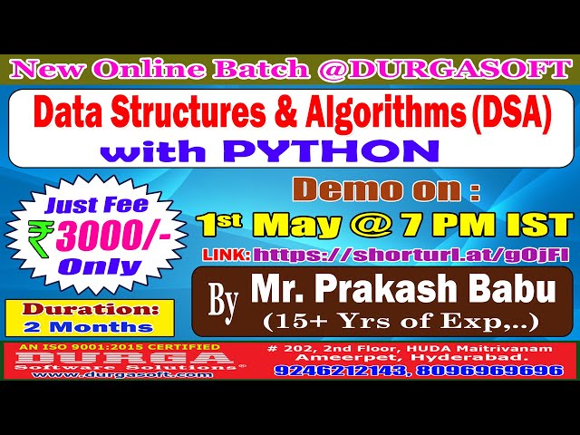 Data Structures & Algorithms with PYTHON Online Training @ DURGASOFT