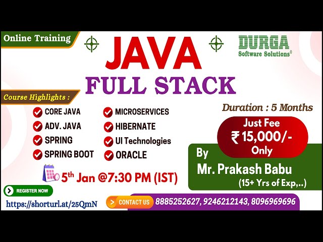 JAVA FULL STACK Online Training @ DURGASOFT