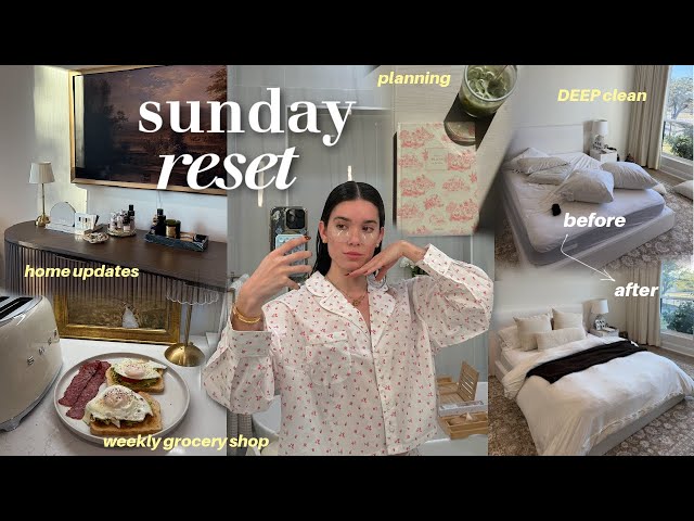 SUNDAY RESET 🎧🧺 vlog | deep clean, home decor updates, hauls, grocery order, weekly intentions