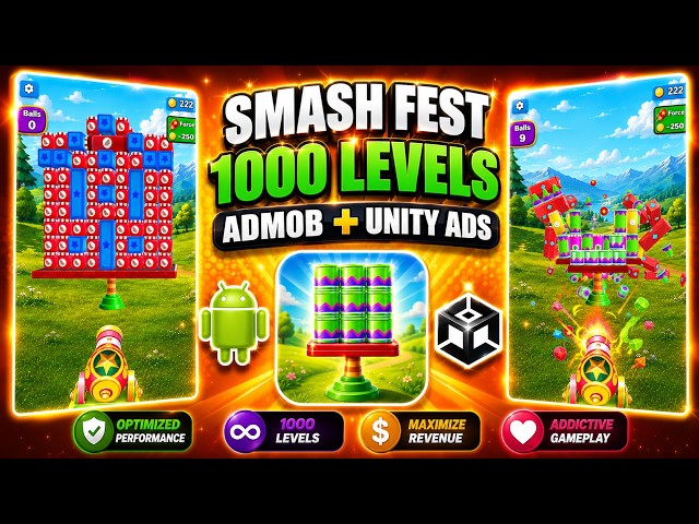 Smash Hit Cannon 3D Puzzle Game Unity Source Code with Admob and Unity Ads Integrated