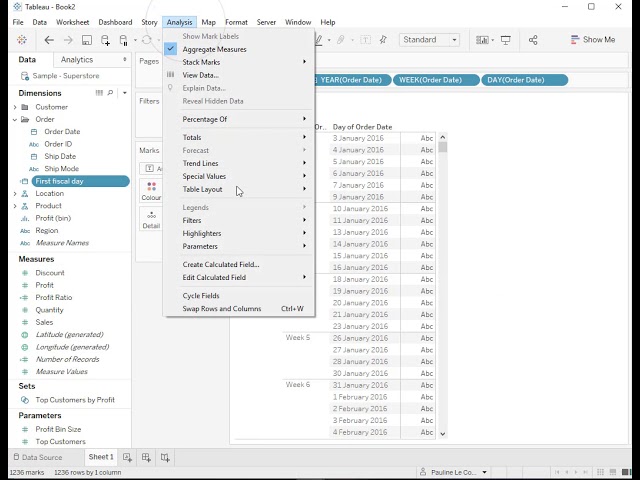 How to Find the Fiscal Week Number of a Date in Tableau