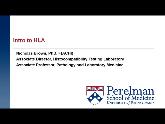 Introduction to Human Leukocytic Antigen (HLA) for Transplantation Research - Dr. Nicholas Brown