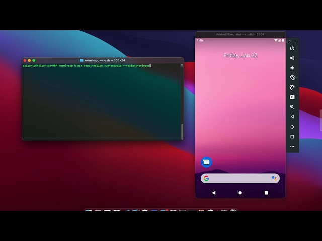Macbook Pro 2020 with M1 chip running Android emulator on real world project [React Native]