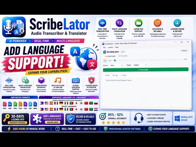 ScribeLator AI audio transcription and translation software