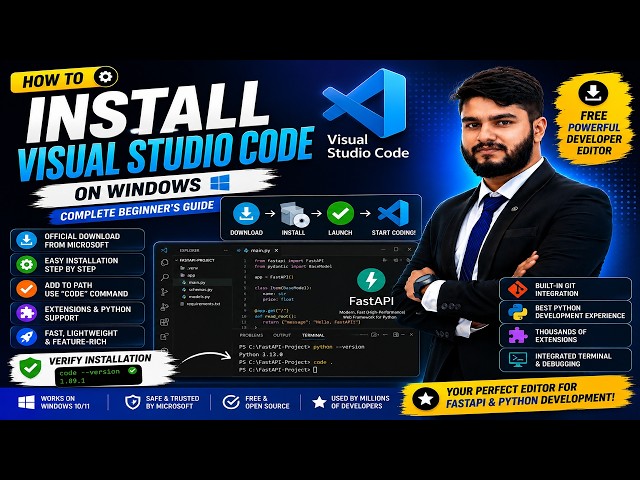 Install VS Code for Python & FastAPI Step-by-Step | Beginner Tutorial