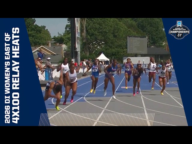 Every women's 4x100 meter relay heat from the 2026 NCAA Division I East First Round track meet