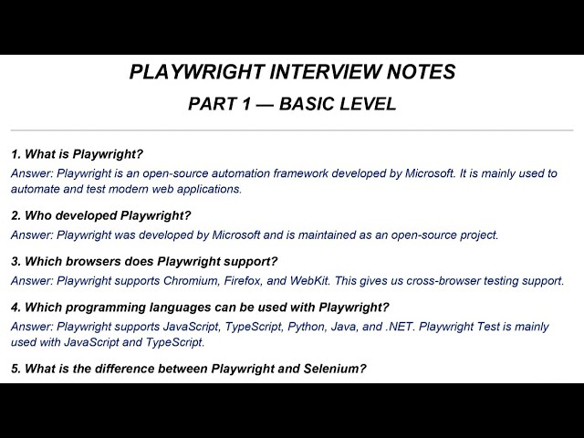 Part 1 Playwright interview questions and answers #playwright #interview #javascript