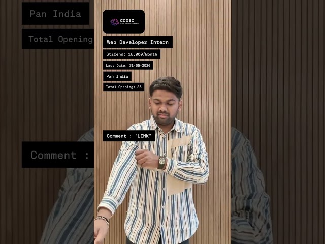 Codec Technologies is hiring for the Web Developer||#shorts #ytshorts #youtubeshorts #utsavchavda