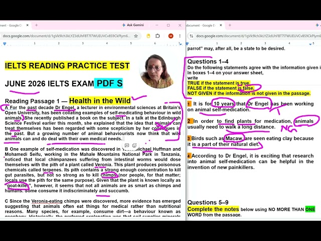 ielts reading tips and tricks | ielts reading practice test health in wild psg
