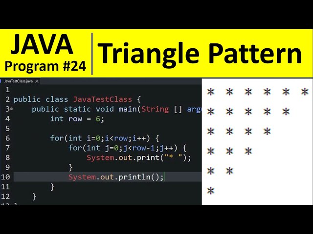 Java Program #24 - Print Downward Triangle Star Pattern in Java