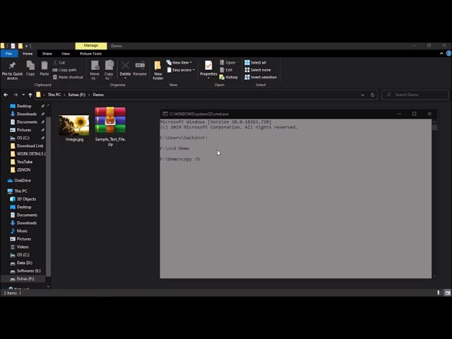 How to hide Secret Data inside an Image File using CMD