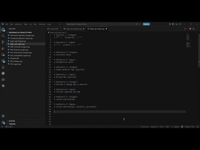 DevSecOps: Extractos de códigos en Python Inseguro y Seguro